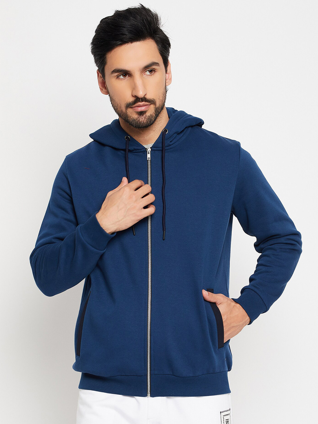 

EDRIO Hooded Front-Open Fleece Sweatshirt, Blue