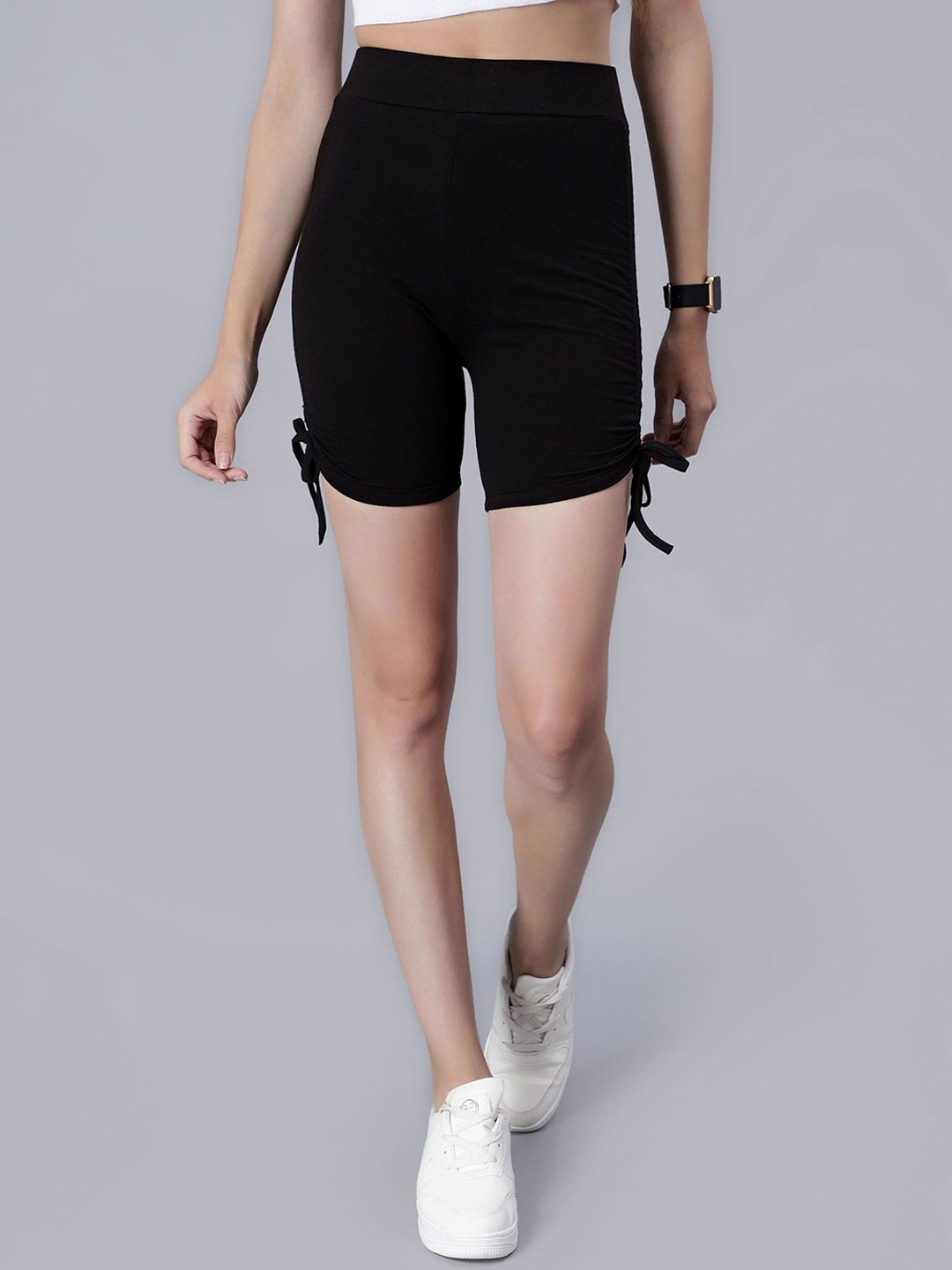 

Pritla Women Slim Fit High-Rise Organic Cotton Sports Shorts, Black