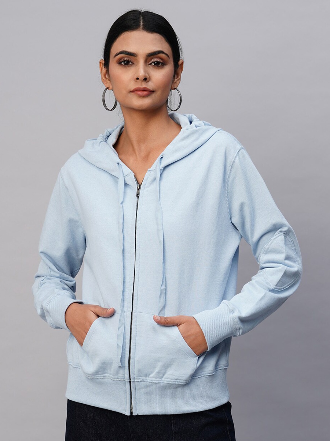 

Chemistry Hooded Long Sleeves Front-Open Sweatshirt, Blue