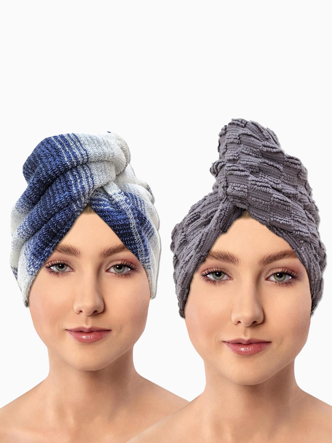 

AVI Living Blue 2-Pieces 600 GSM Pure Cotton Hair Wrap Towels