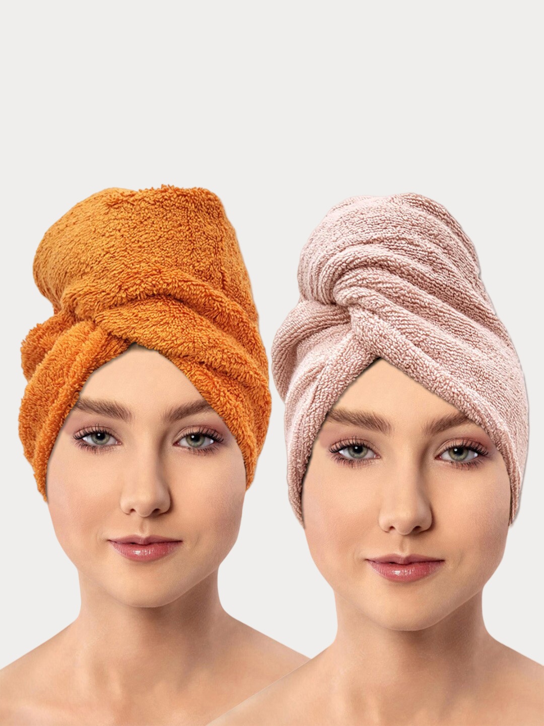 

AVI Living Orange & Pink 2-Pieces 650 GSM Pure Cotton Hair Wrap Towels