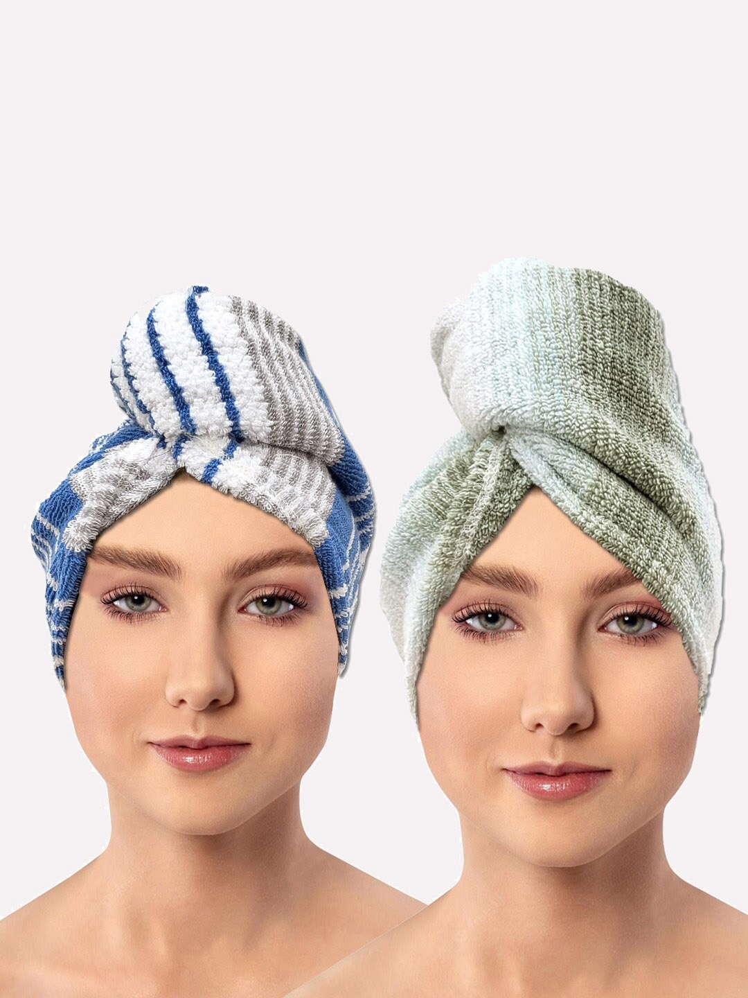 

AVI Living Blue & White 2-Pieces 600 GSM Pure Cotton Hair Wrap Towels