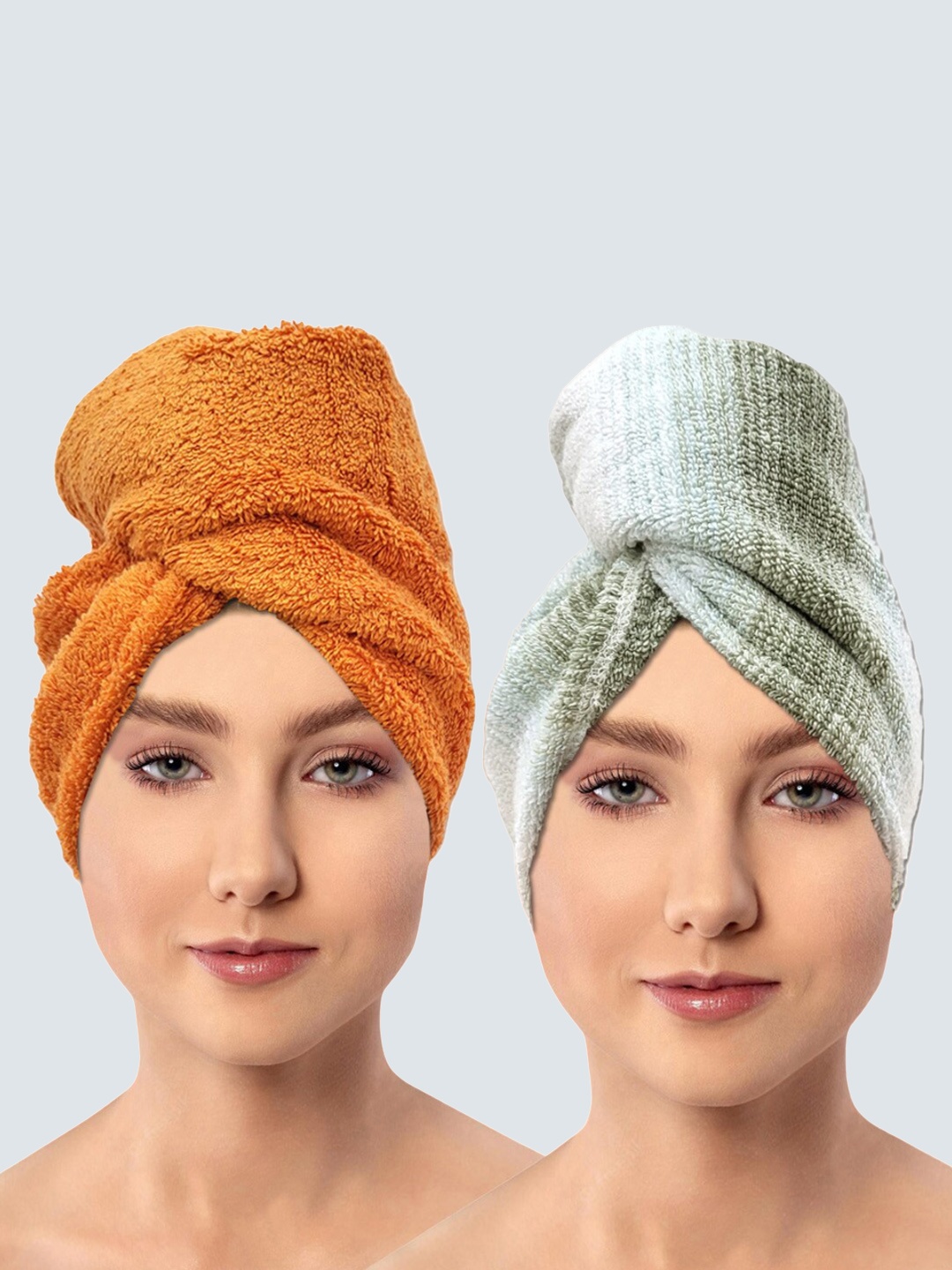 

AVI Living 2 Pcs Orange & Green 600 GSM Pure Cotton Bath Towels
