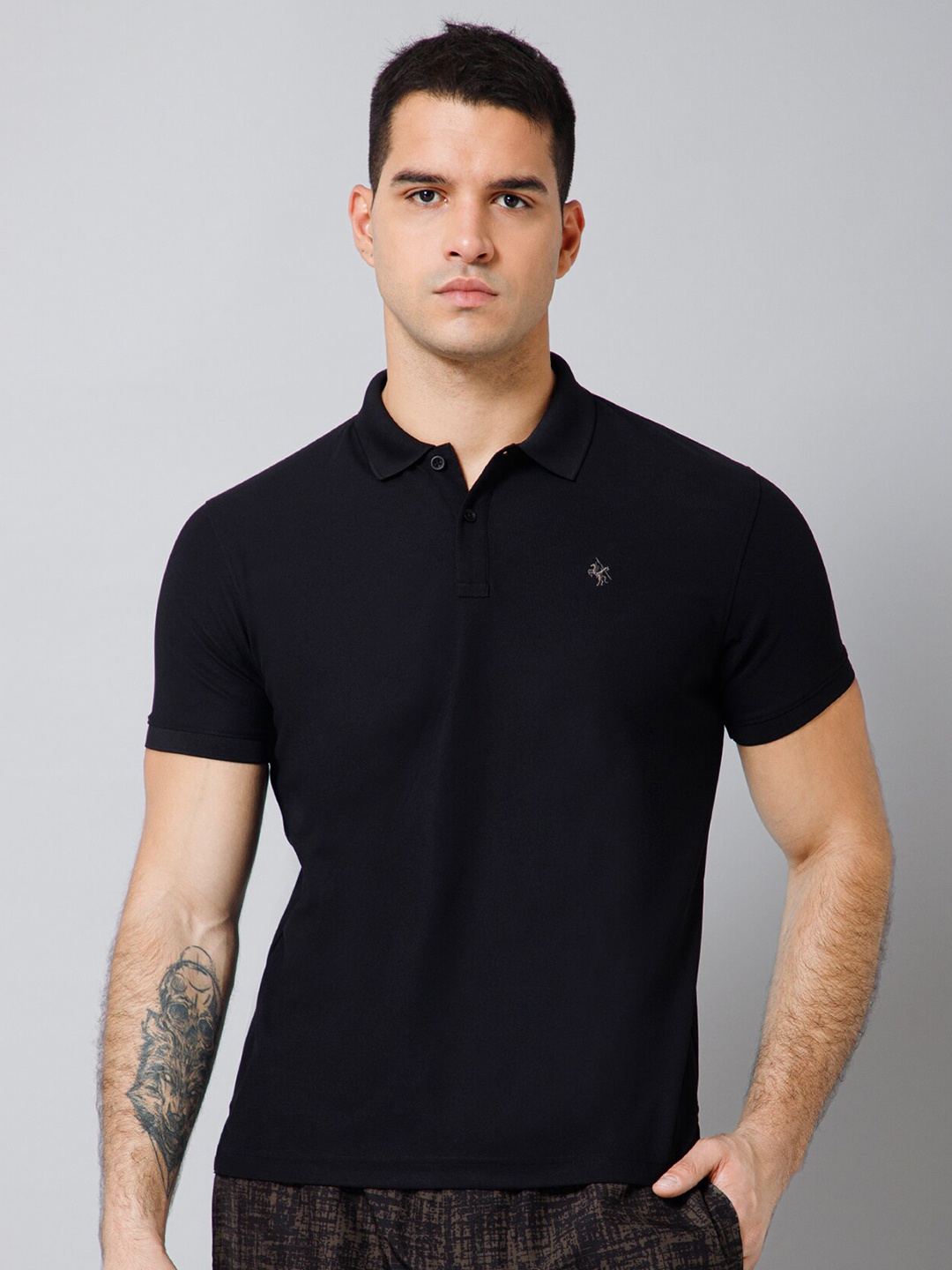 

Cantabil Short Sleeves Polo Collar T-shirt, Black