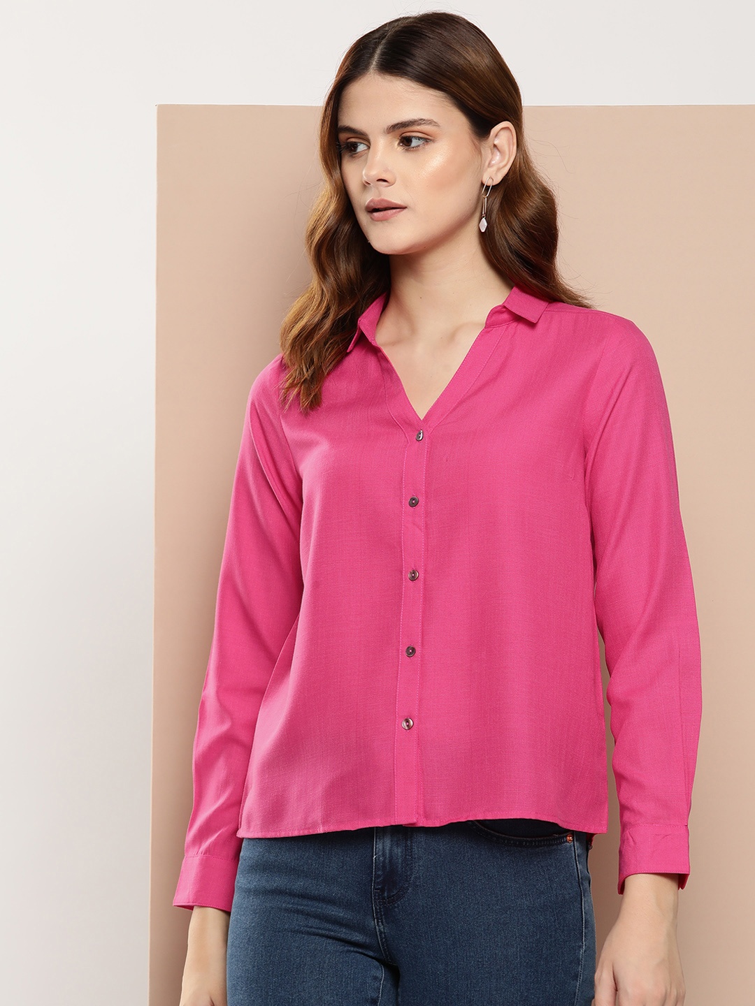 

her by invictus Women Opaque Casual Shirt, Pink