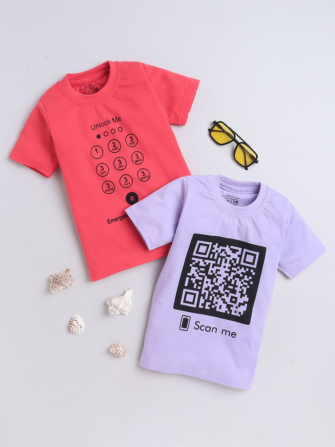

BAESD Boys Pack Of 2 Printed Cotton T-shirt, Pink