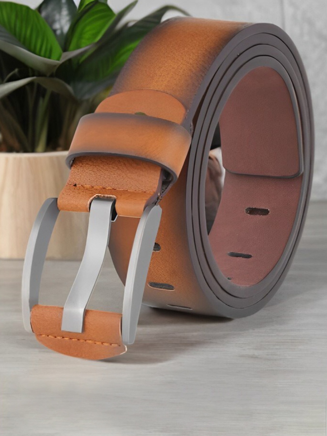 

Roadster Men Tan-Coloured Textured Formal Belt