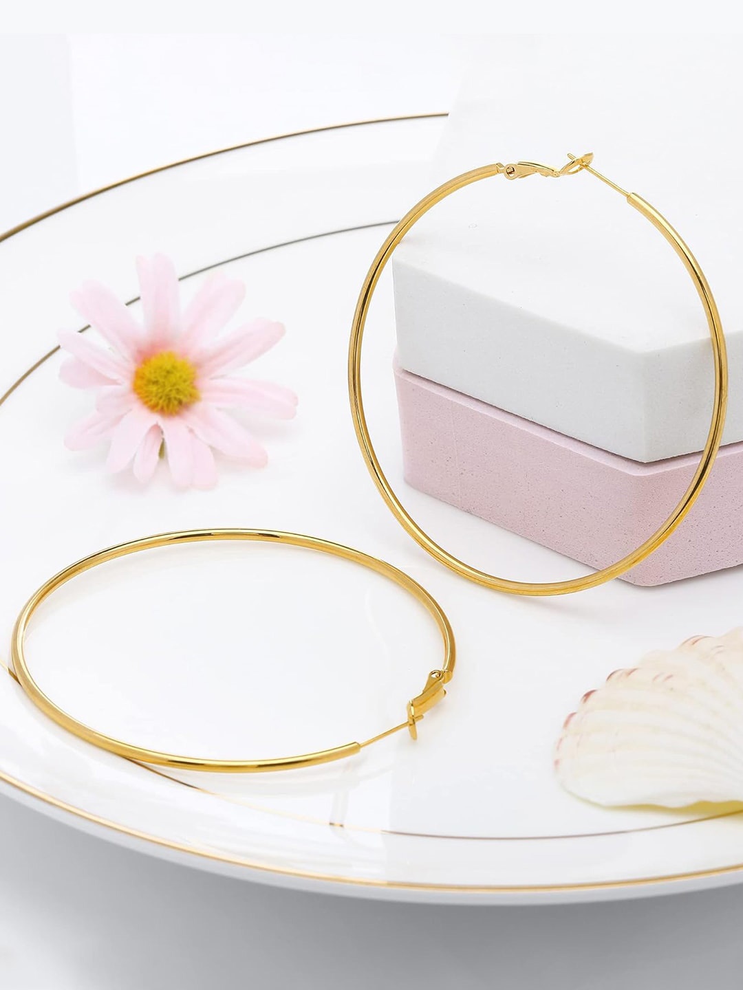 

PRIVIU Gold-Plated Stainless Steel Circular Hoop Earrings