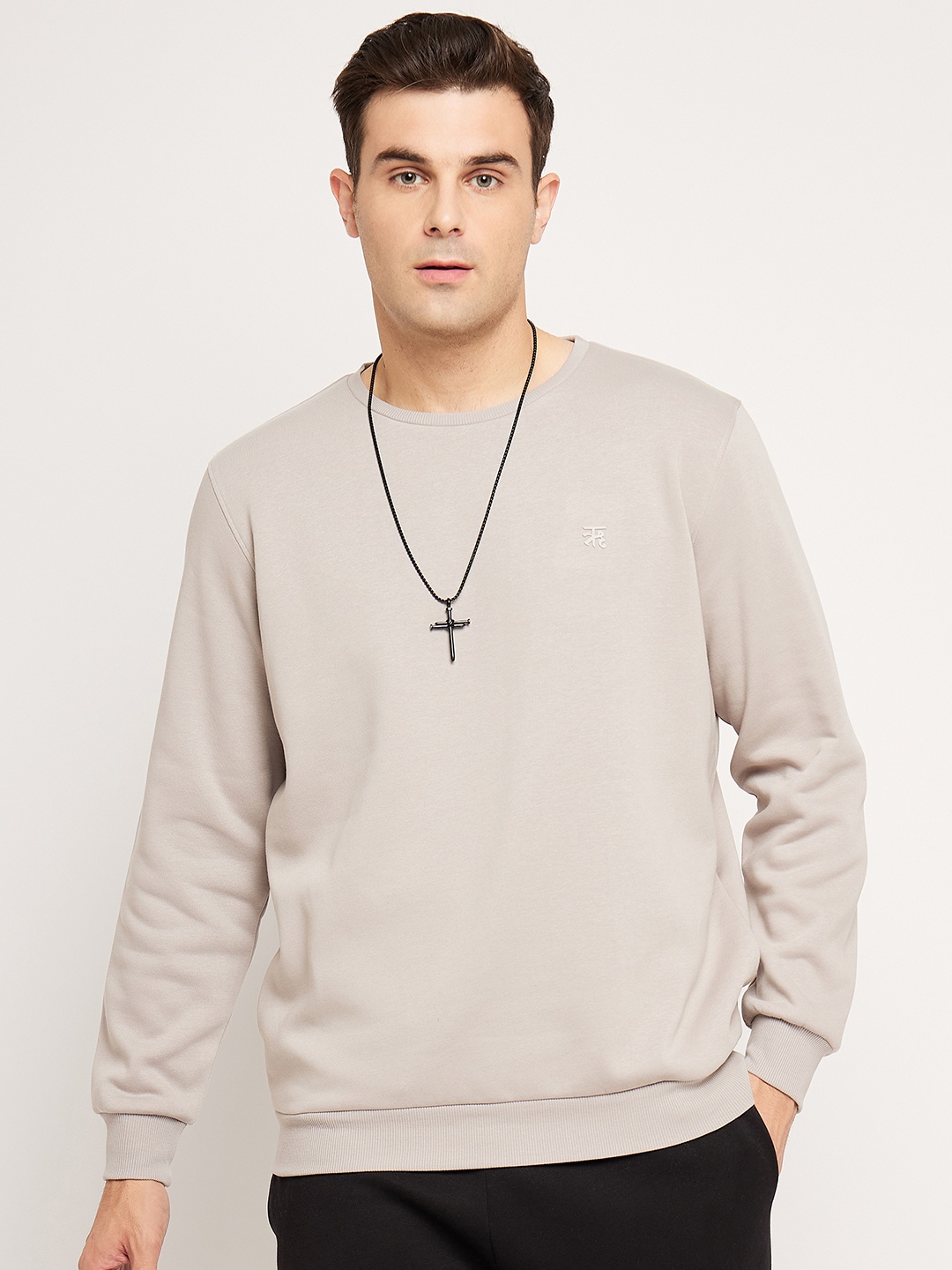 

EDRIO Round Neck Fleece Pullover Sweatshirt, Grey