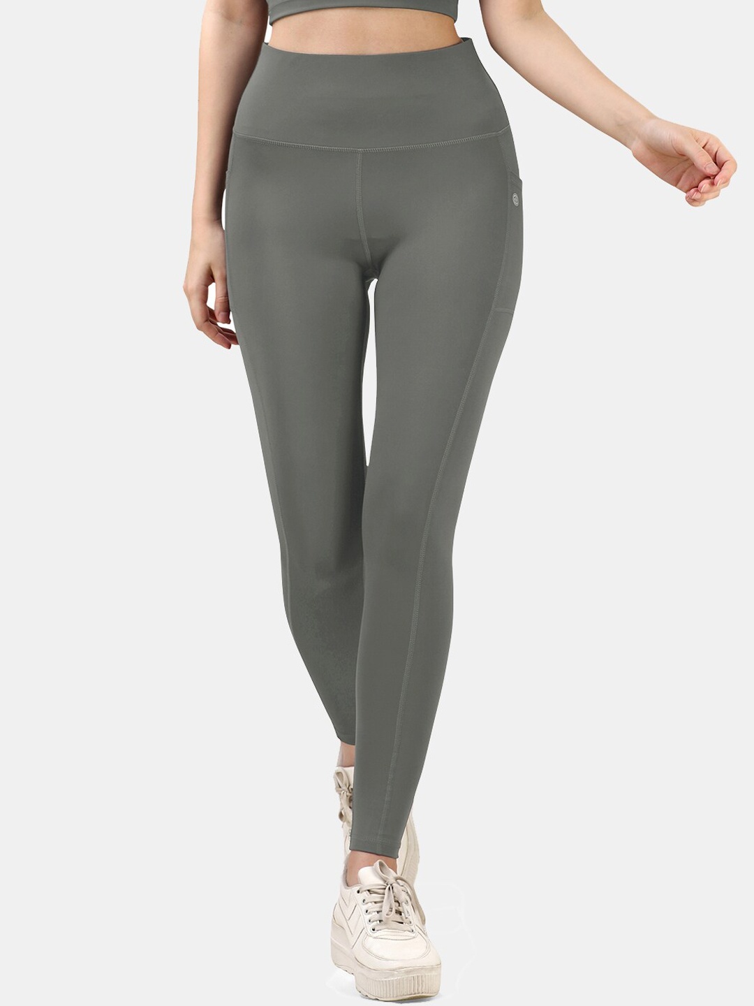 

Soie Women High Waist Ankle Length Quick Dry Tights, Grey
