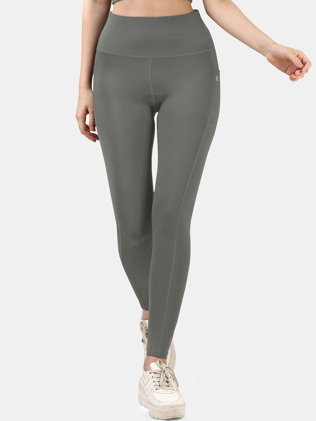 

Soie Women High Waist Ankle Length Quick Dry Tights, Grey