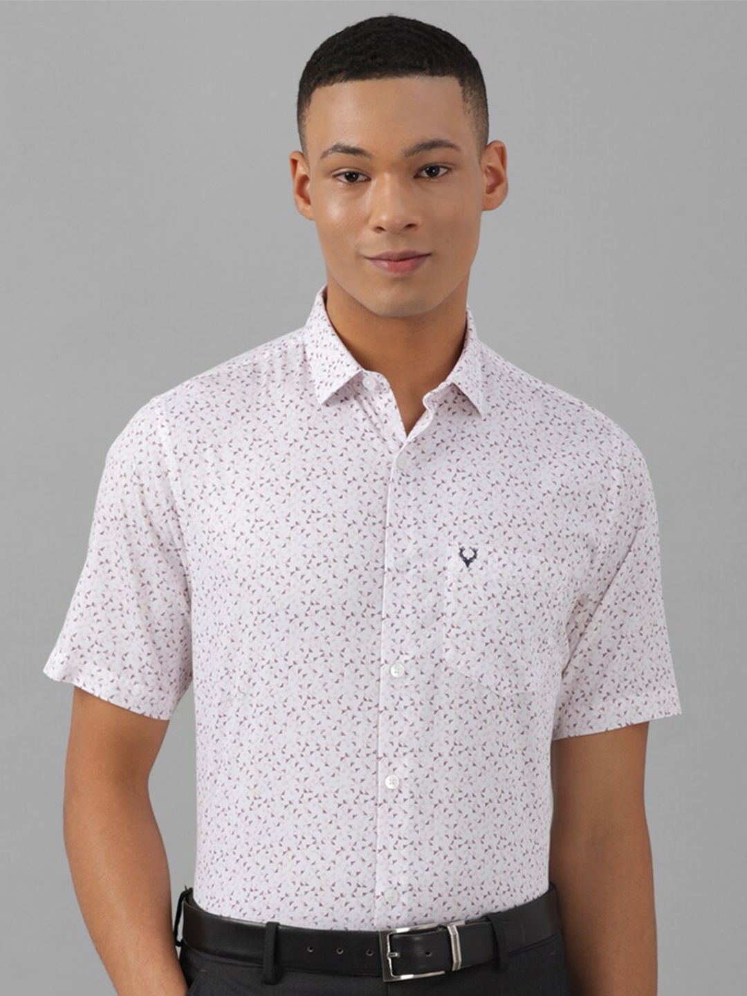 

Allen Solly Slim Fit Micro Ditsy Printed Pure Cotton Formal Shirt, White