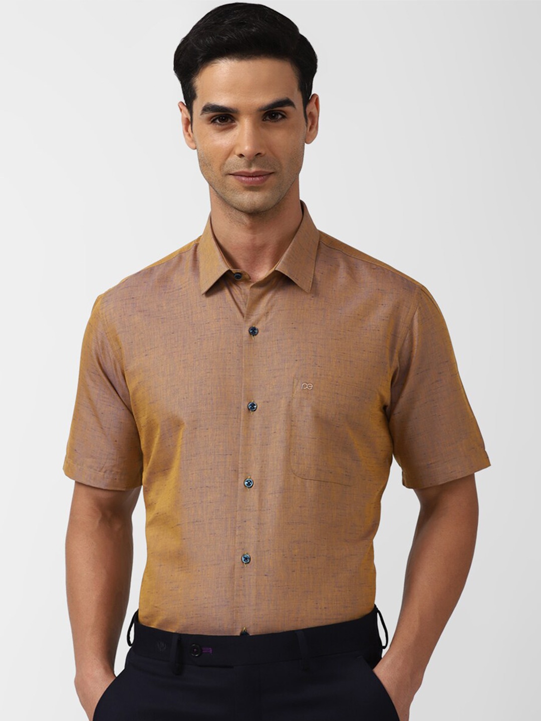

Peter England Spread Collar Formal Shirt, Brown