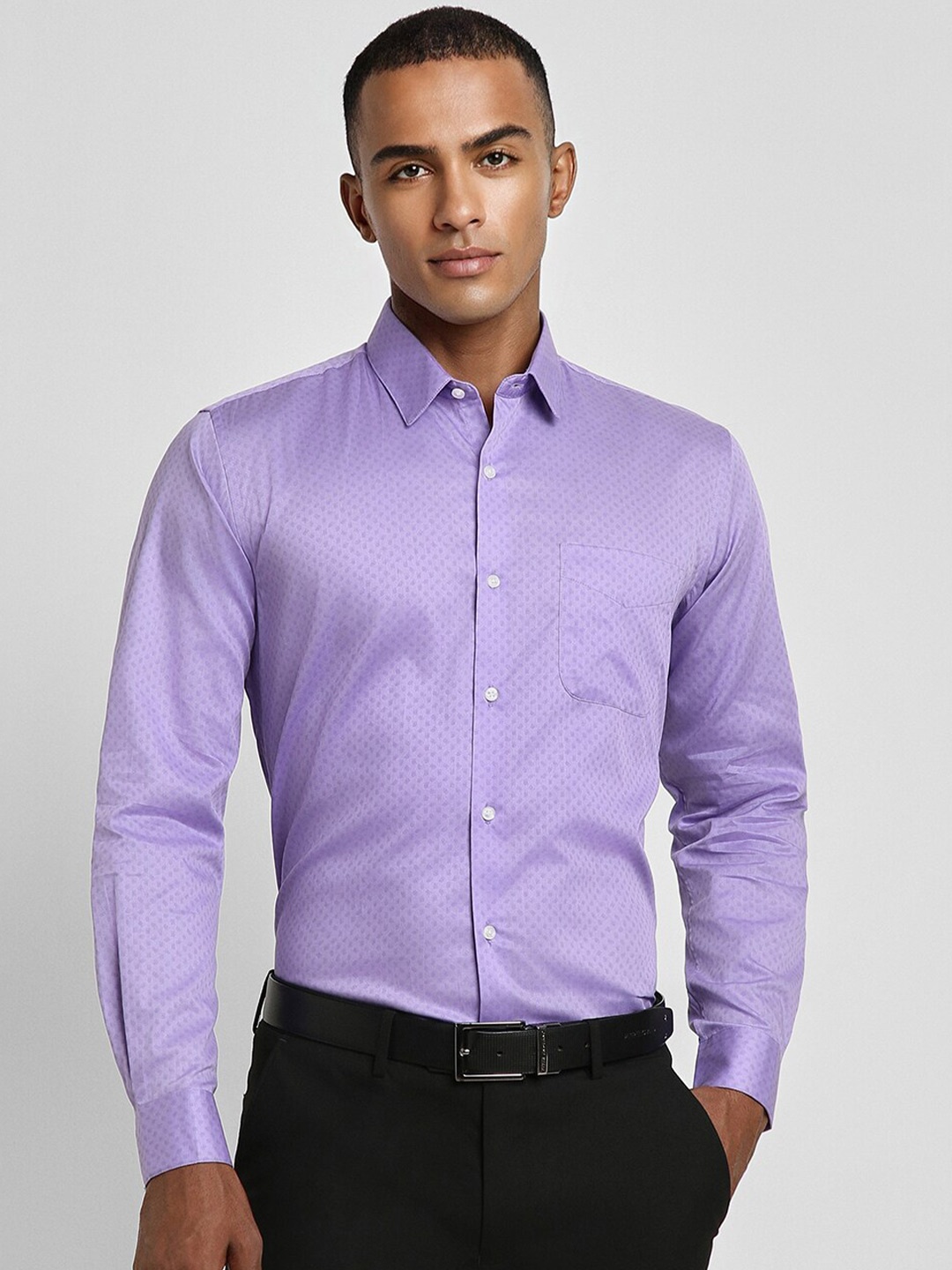 

Peter England Spread Collar Pure Cotton Formal Shirt, Purple