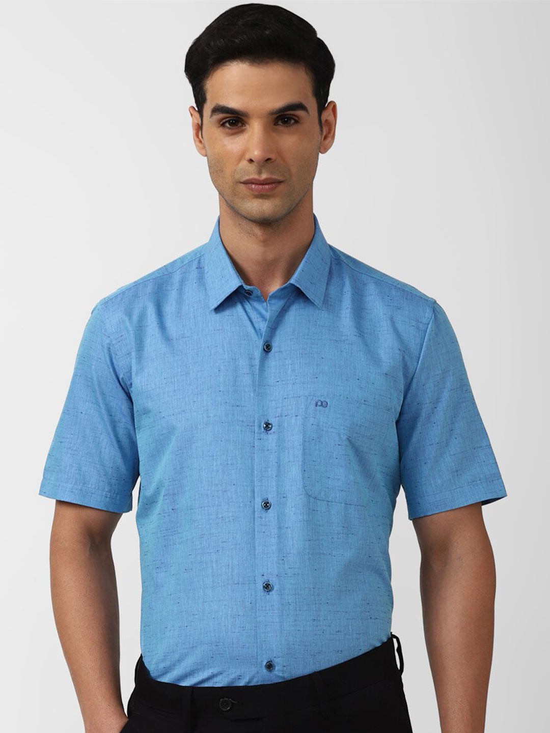 

Peter England Textured Spread Collar Formal Shirt, Blue