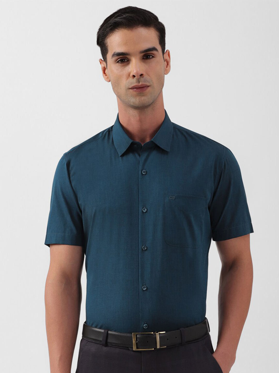 

Peter England Cotton Slim Fit Classic Formal Shirt, Teal