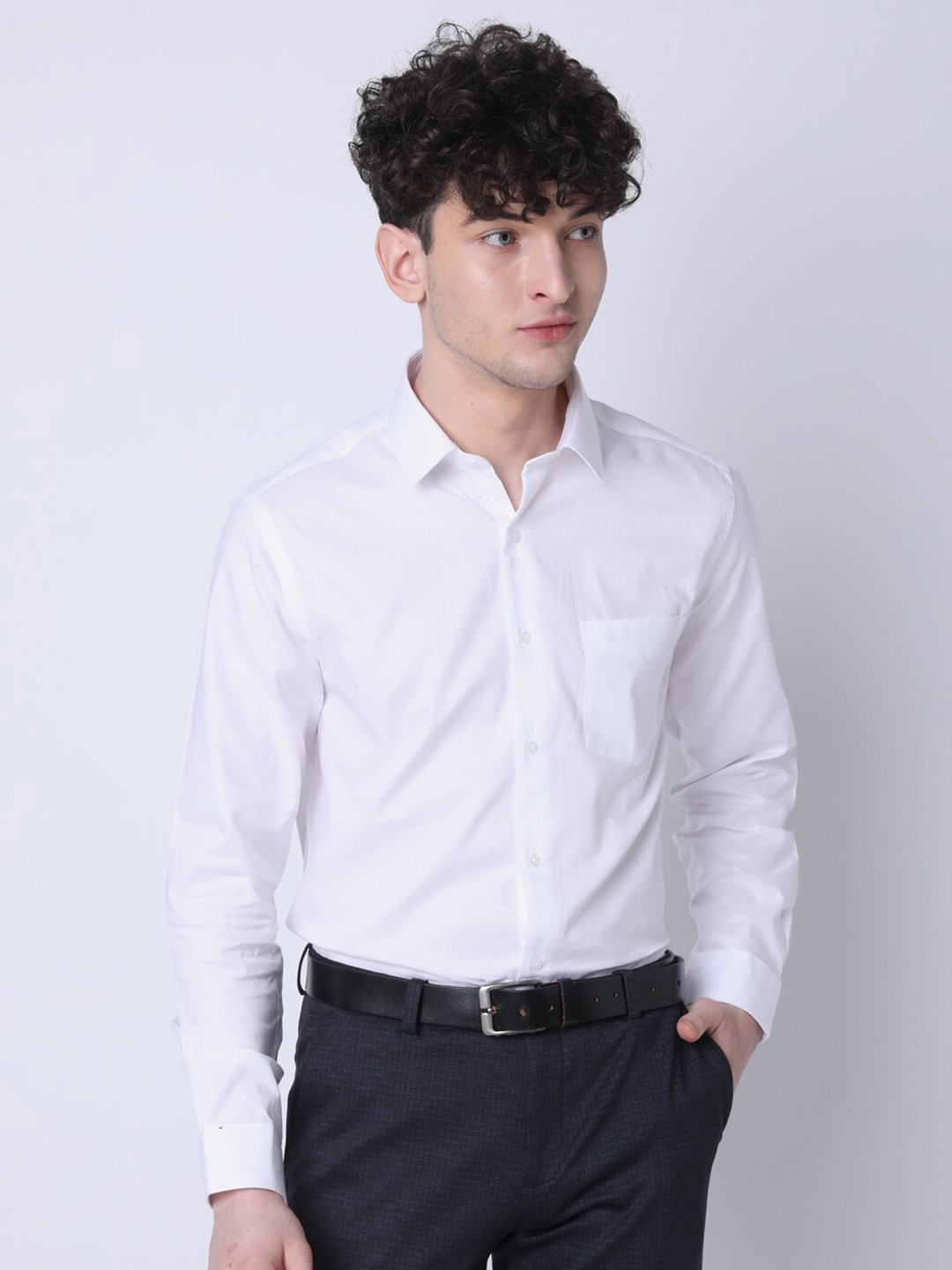 

J Hampstead Slim Fit Opaque Cotton Formal Shirt, White