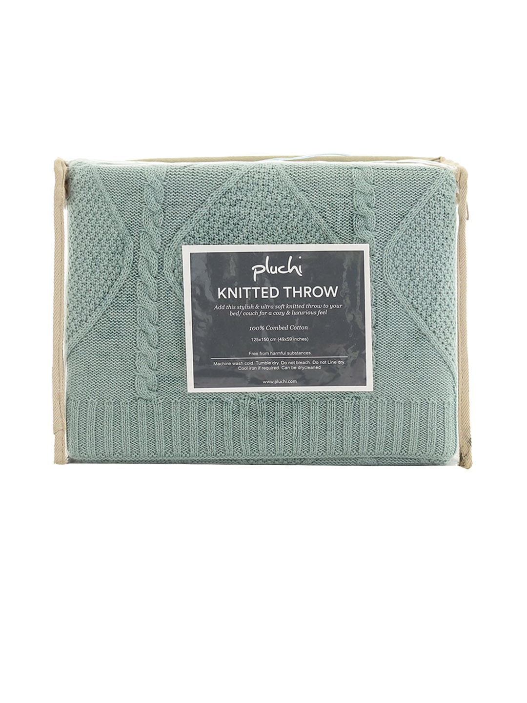 

Pluchi Saga Green Self-Design Pure Cotton Ac Throw