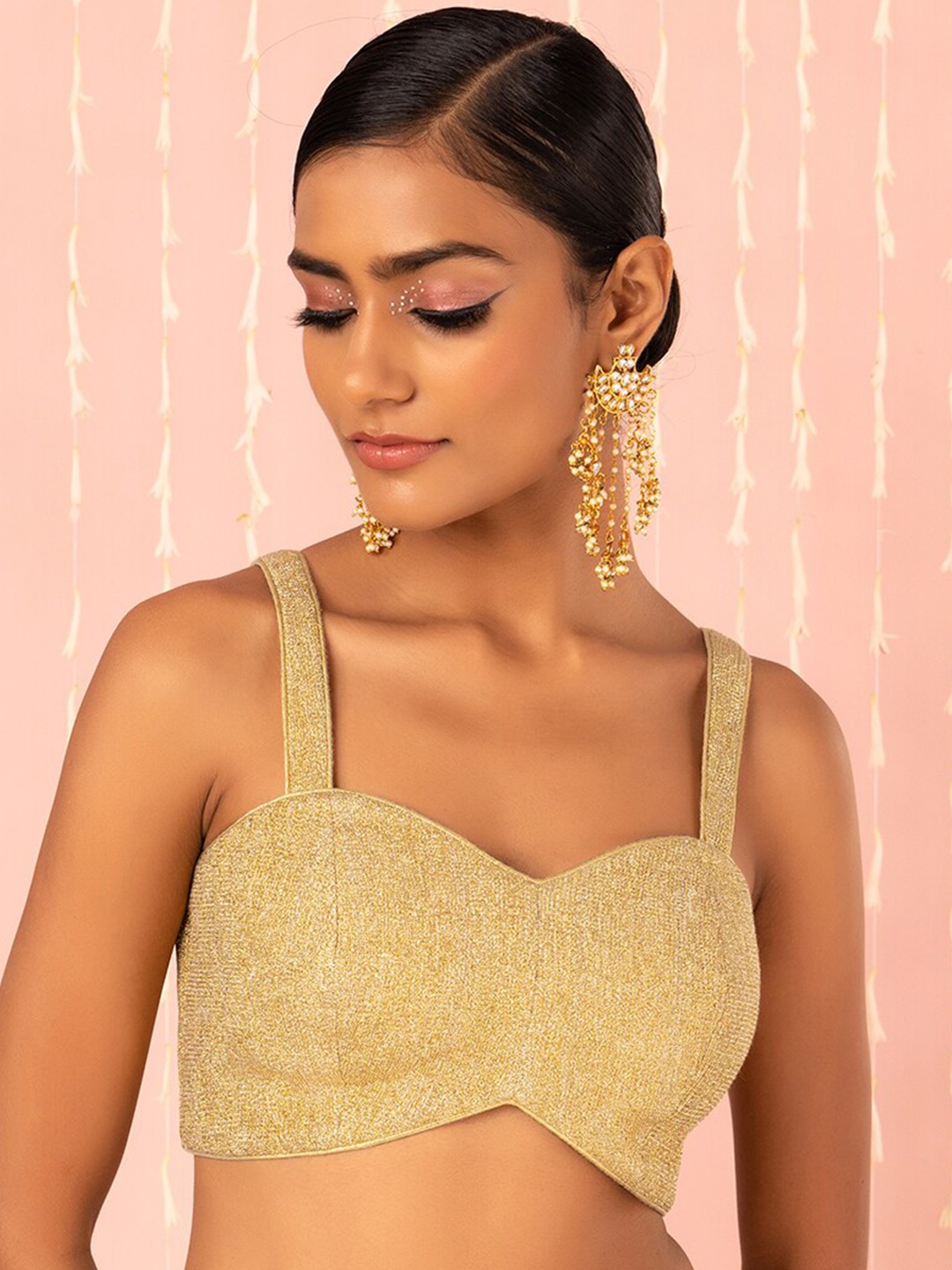 

INDYA X NIKHIL THAMPI Textured Strappy Blouse, Gold