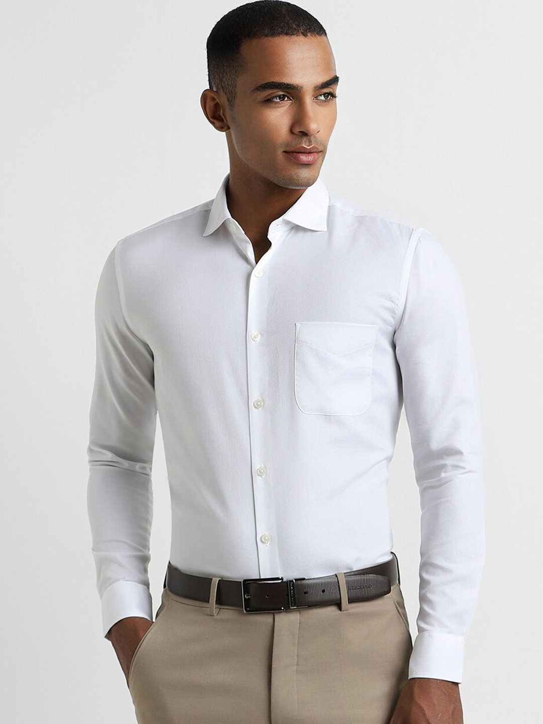 

Peter England Elite Slim Fit Spread Collar Cotton Formal Shirt, White