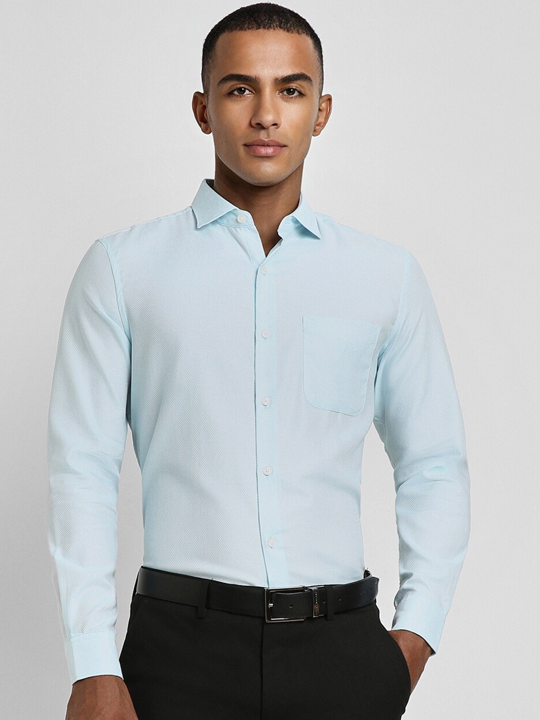 

Peter England Elite Slim Fit Spread Collar Cotton Formal Shirt, Blue