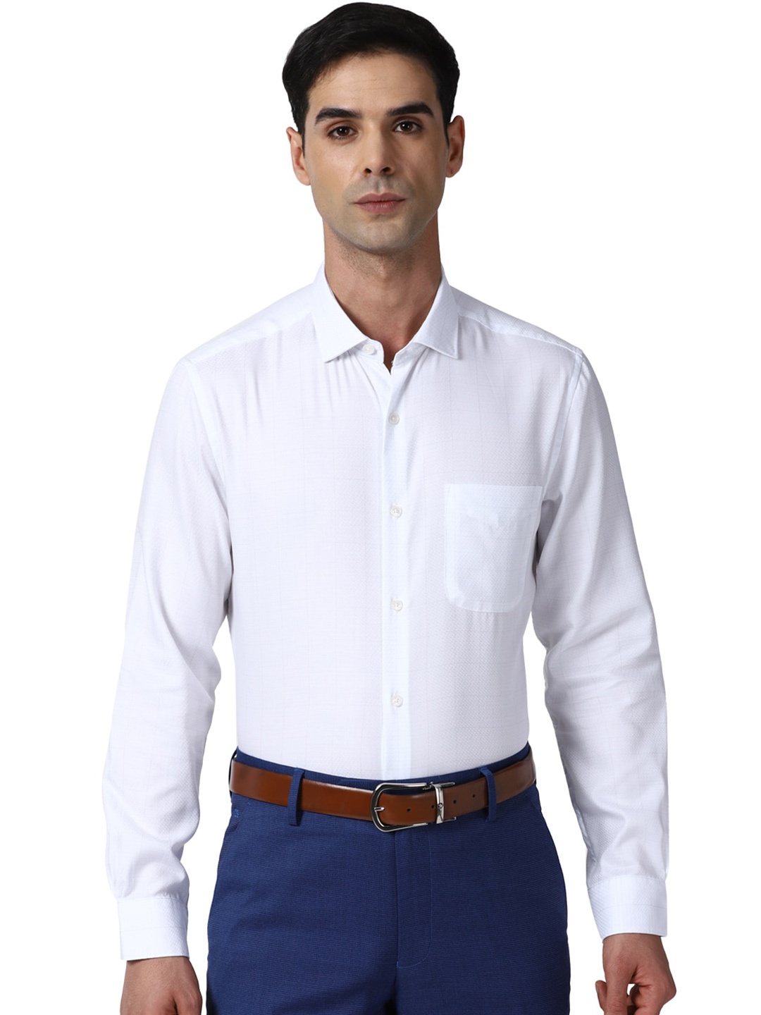 

Peter England Elite Slim Fit Spread Collar Cotton Formal Shirt, White