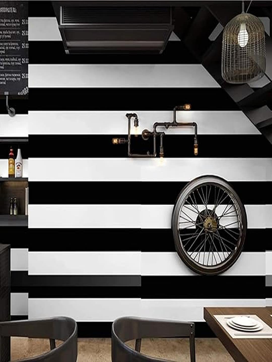 

Univocean Black Striped 3D Removable Wallpaper