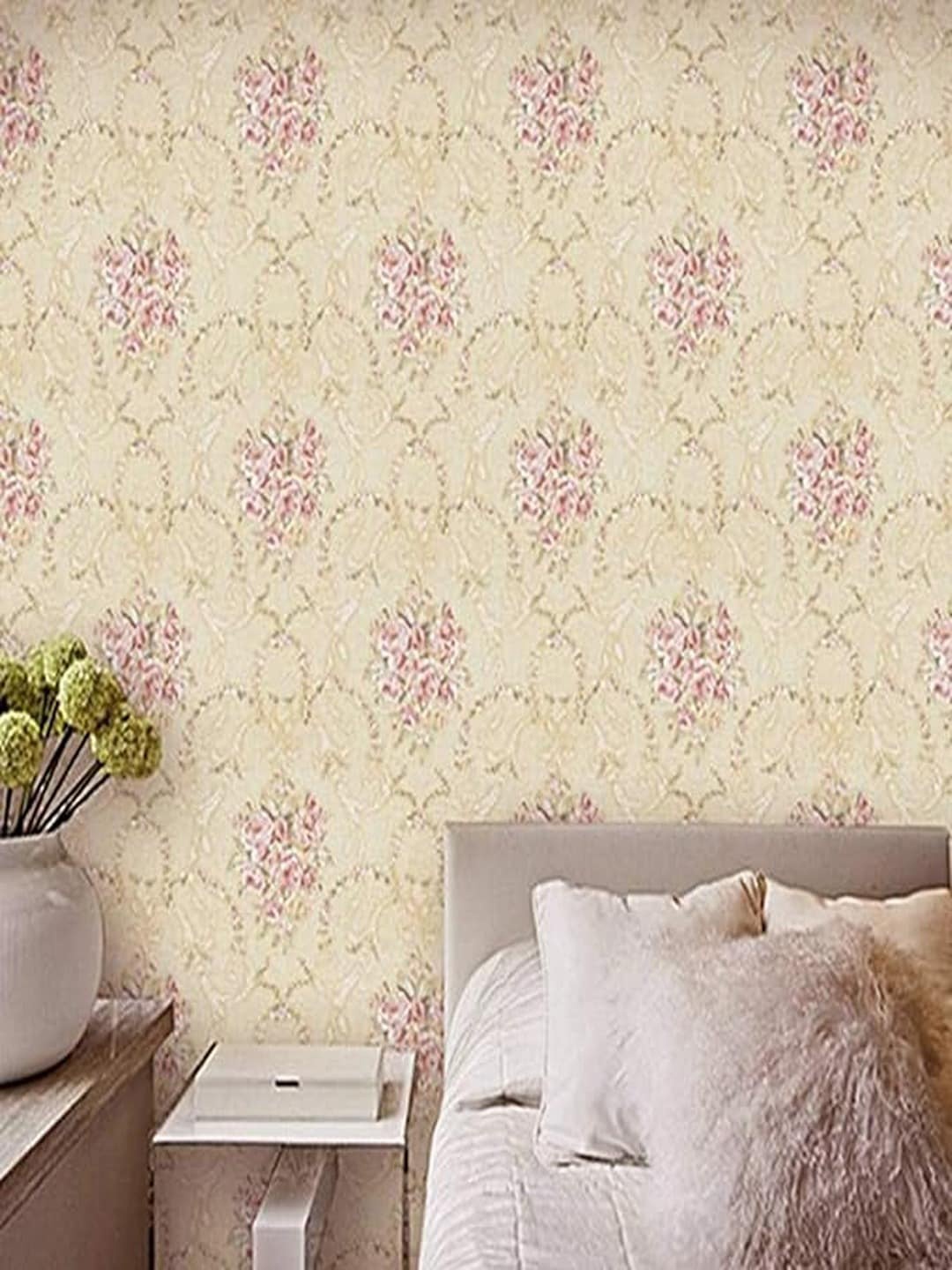 

Univocean Beige & Pink Floral Printed PVC Removable Self Adhesive Wallpaper