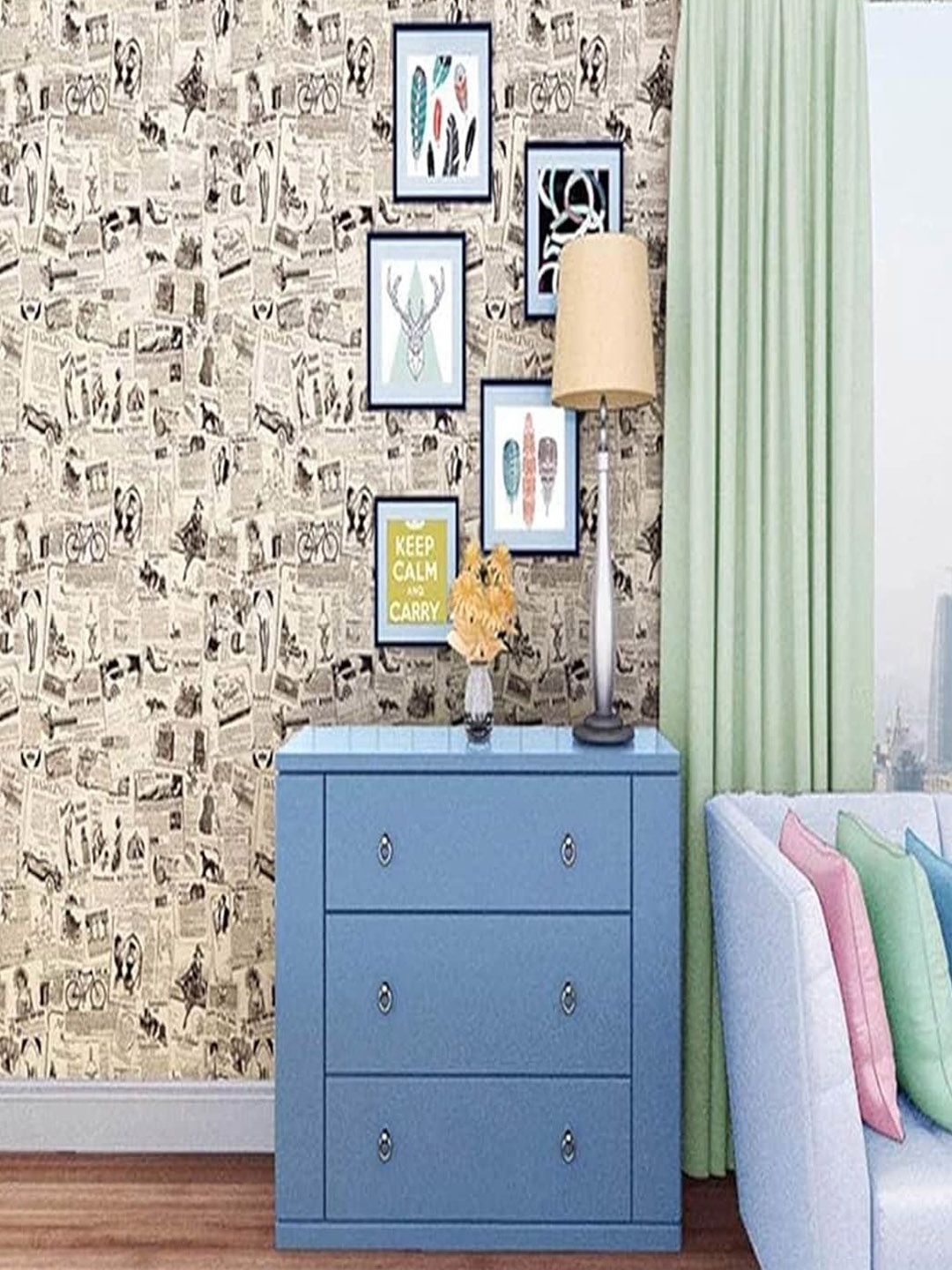

Univocean Beige & Black 3D Vintage Newspaper Self Adhesive Wallpaper