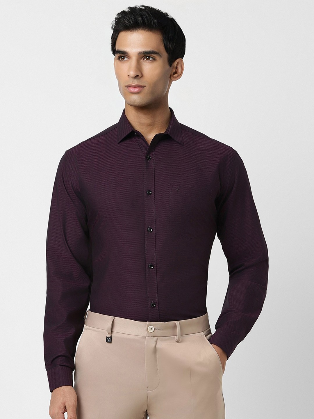 

V Dot Slim Fit Pure Cotton Formal Shirt, Purple