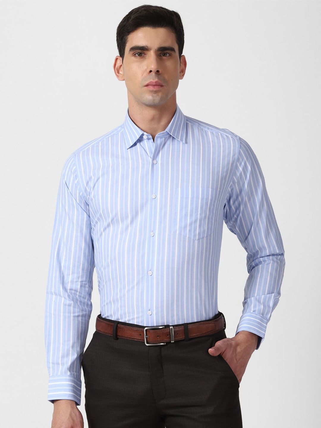 

Van Heusen Striped Pure Cotton Formal Shirt, Blue