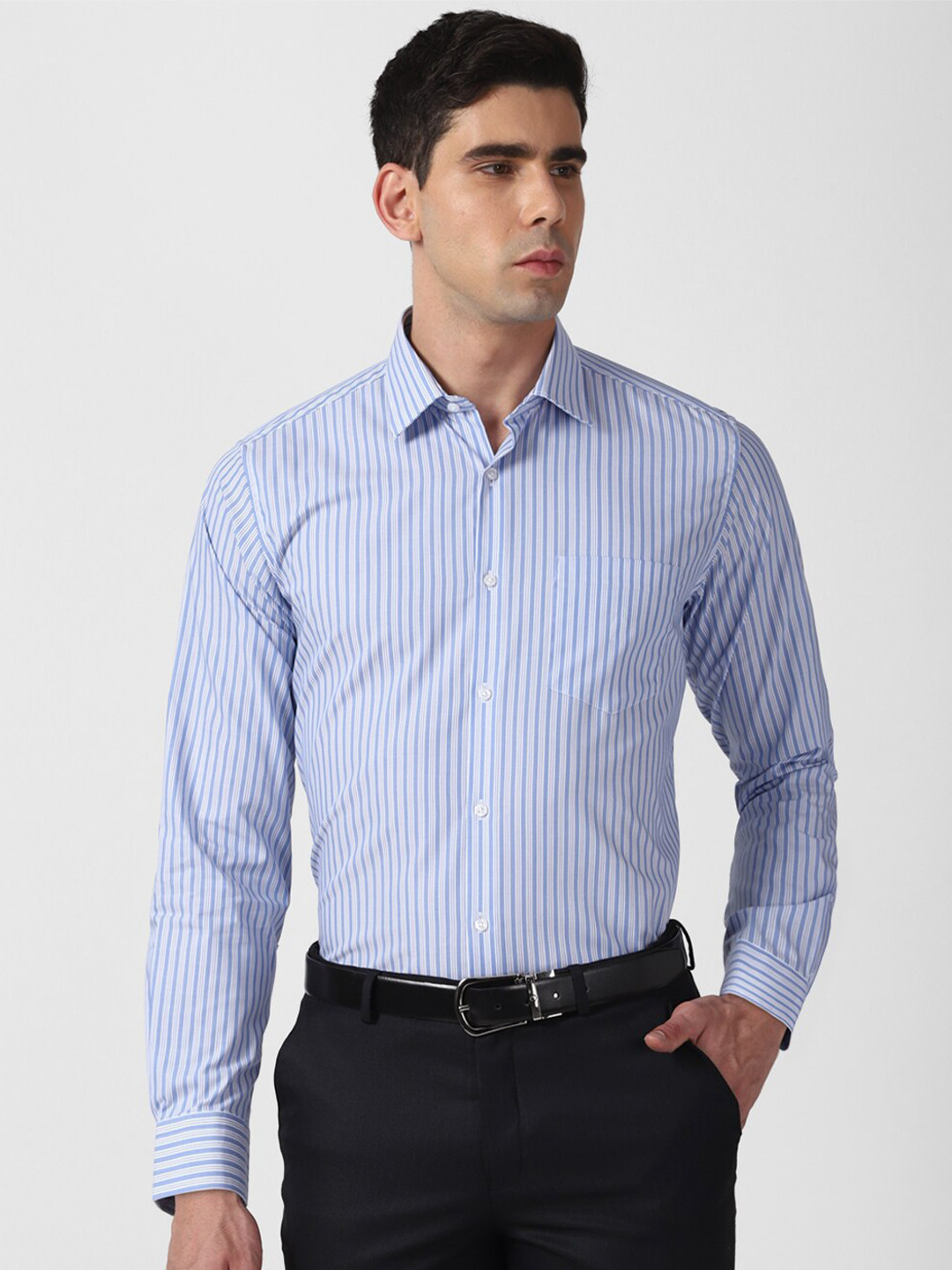 

Van Heusen Striped Pure Cotton Formal Shirt, Blue