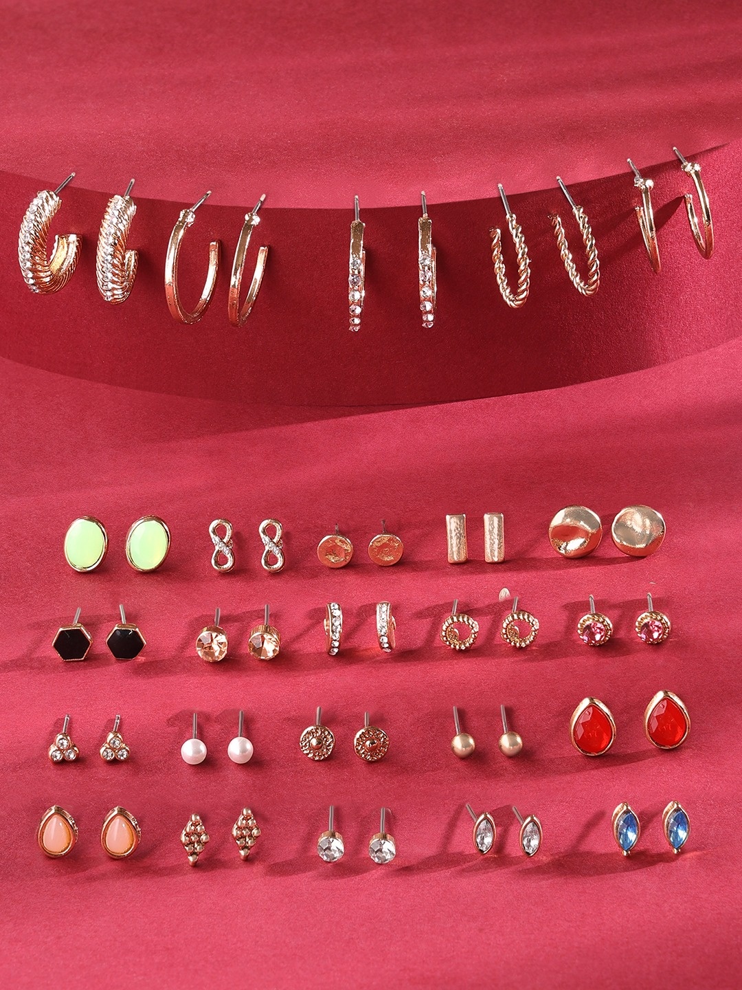 

Zaveri Pearls Set of 25 Gold Plated Studs Earrings