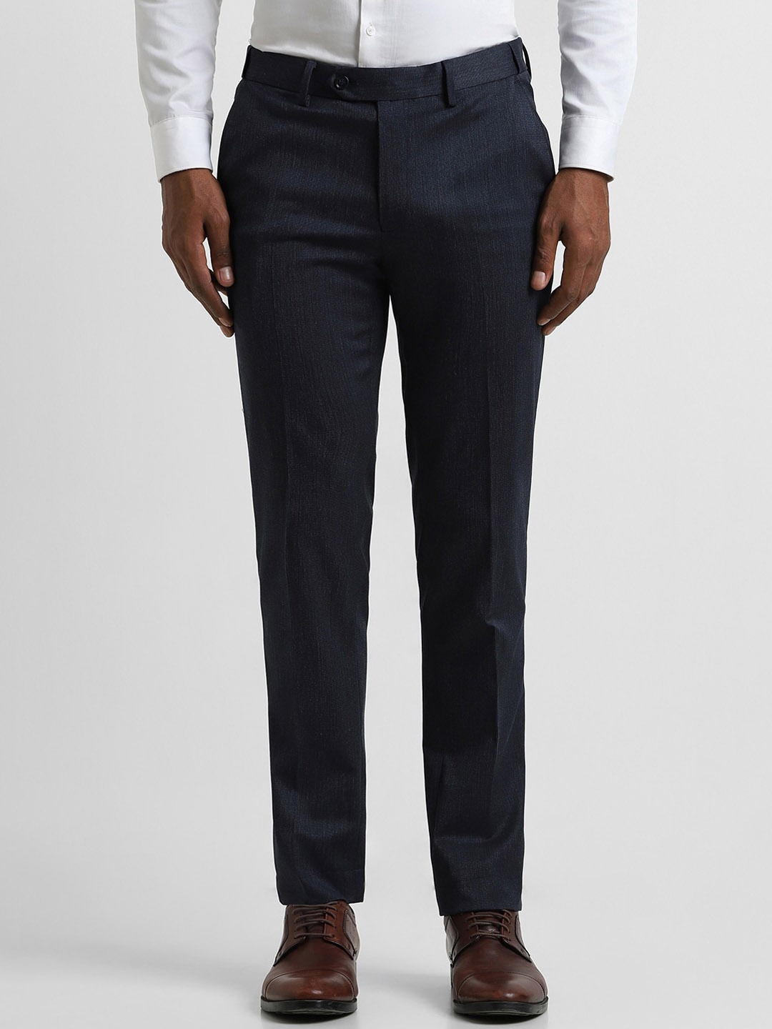 

Peter England Men Slim Fit Formal Trousers, Navy blue