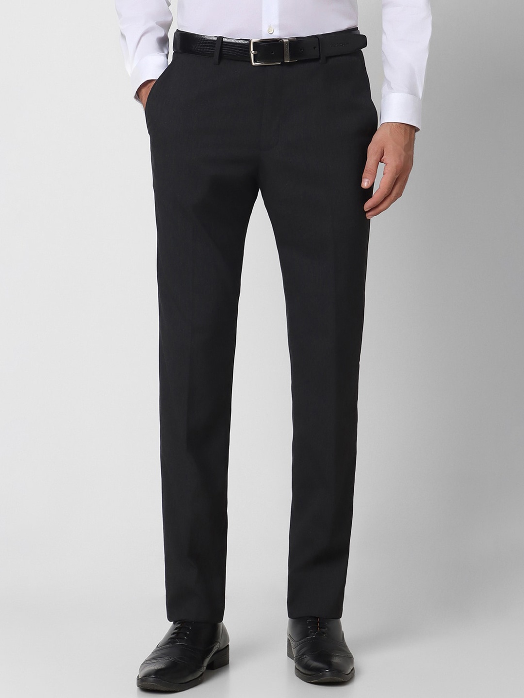 

Peter England Men Slim Fit Formal Trousers, Black