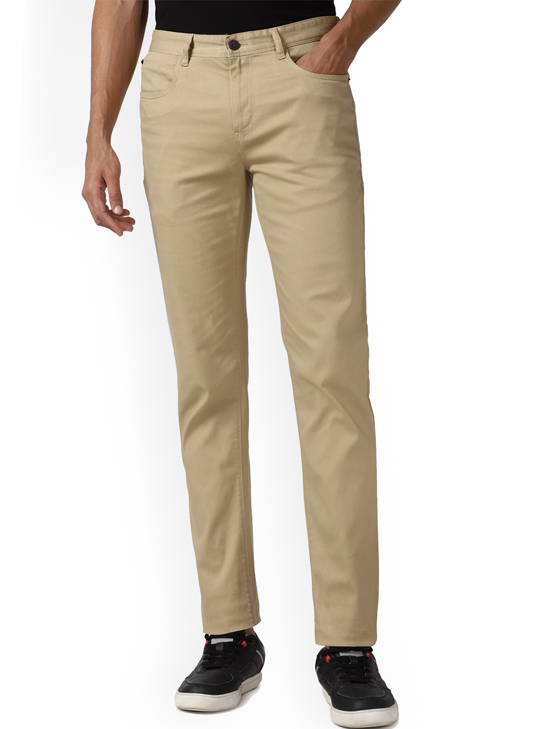 

Peter England Casuals Men Mid Rise Slim Fit Chinos, Beige