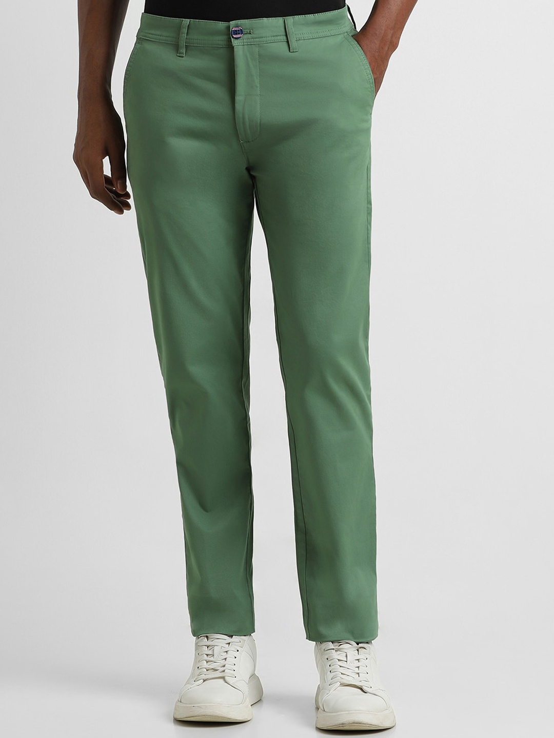 

Peter England Casuals Men Mid Rise Slim Fit Chinos, Green