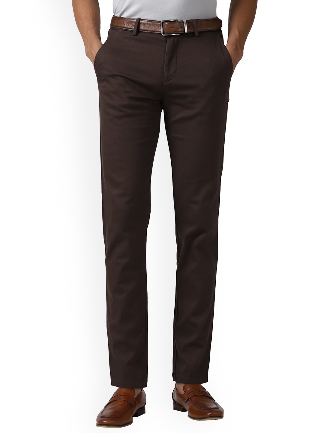 

Peter England Casuals Men Mid-Rise Slim Fit Chinos Trouser, Brown