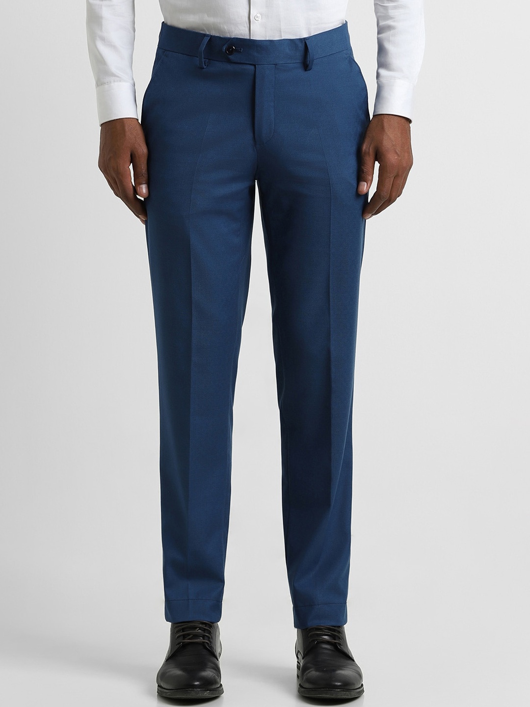 

Peter England Elite Men Slim Fit Formal Trousers, Blue