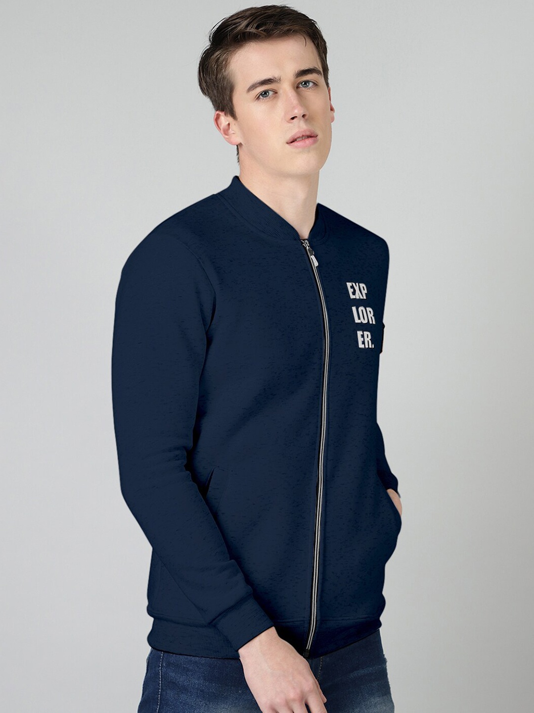 FTX Stand Collar Fleece Bomber Jacket, Navy blue