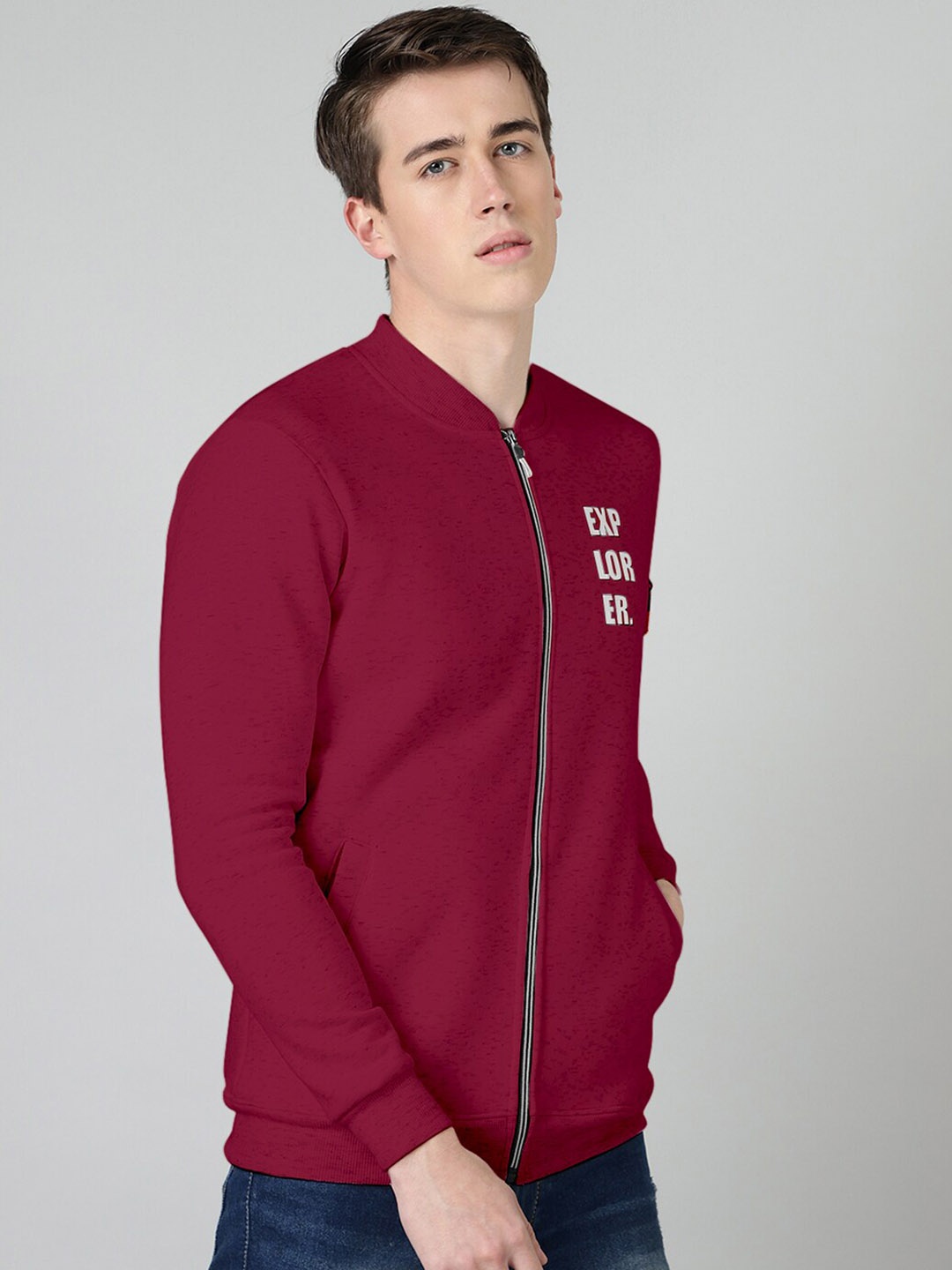 

FTX Stand Collar Fleece Bomber Jacket, Maroon