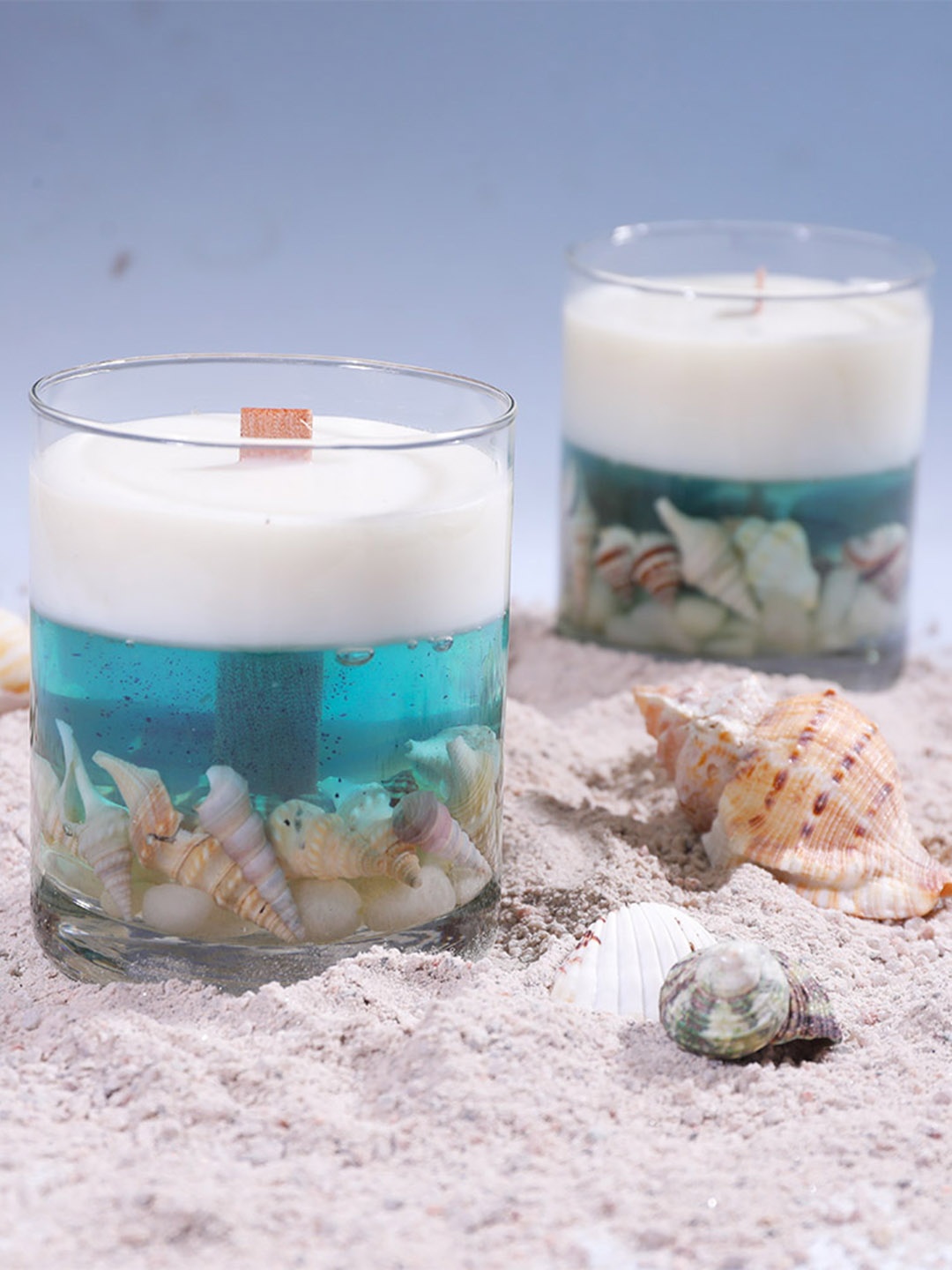 

ROSEMOORe Sea Shell Gel Candle, Blue