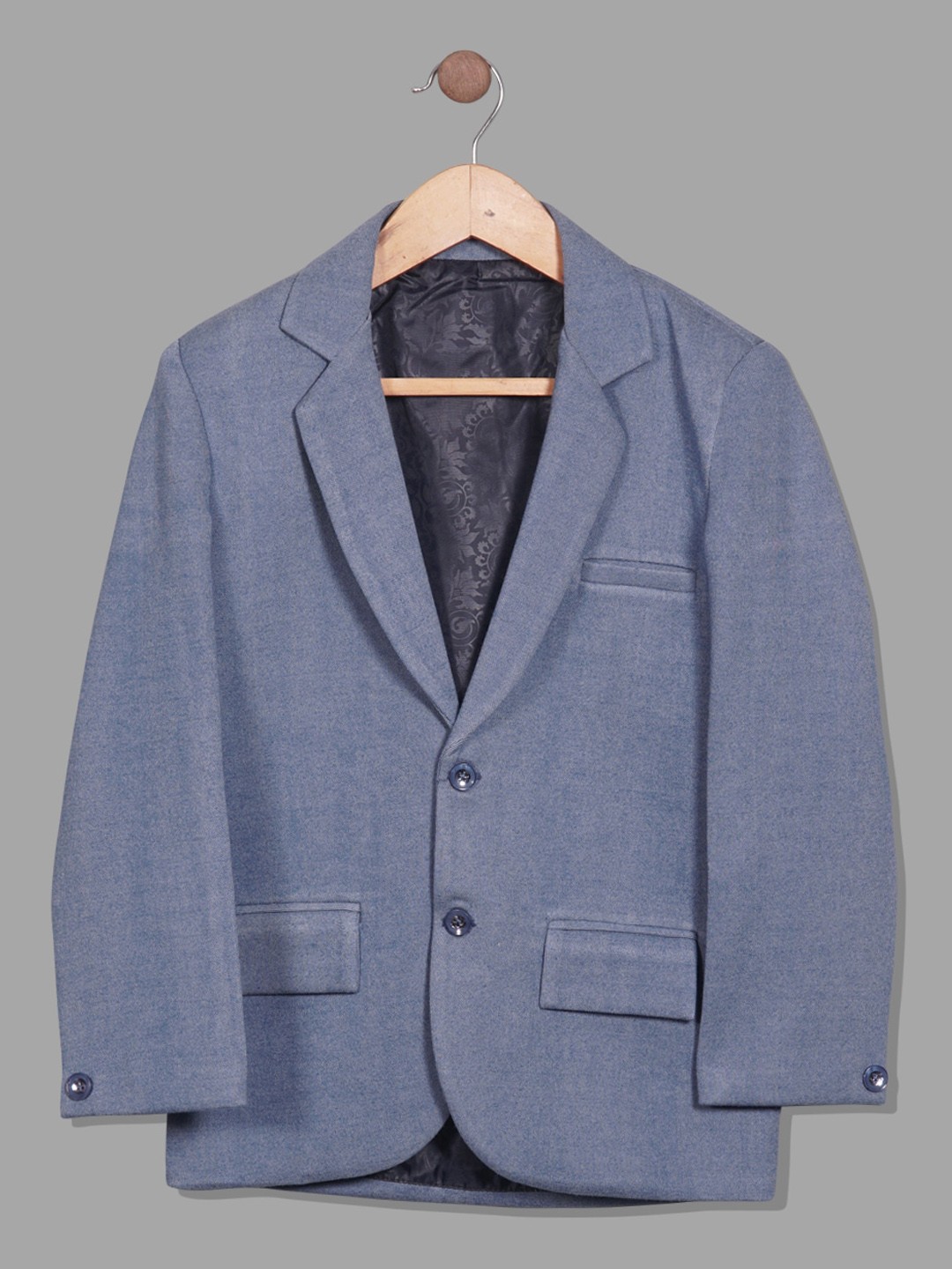 

RIKIDOOS Boys Cotton Single Breasted Blazer, Blue
