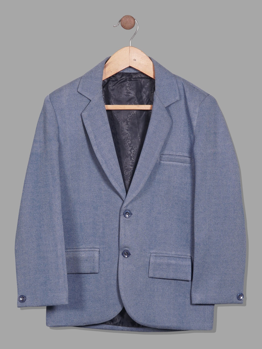 

RIKIDOOS Boys Tailored Fit Cotton Single Breasted Blazers, Blue