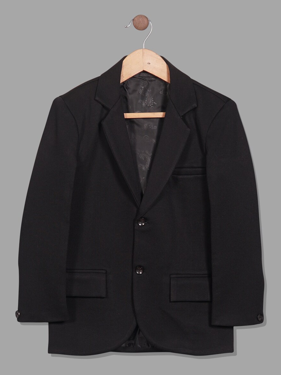 

RIKIDOOS Boys Cotton Single Breasted Tailored-Fit Blazer, Black
