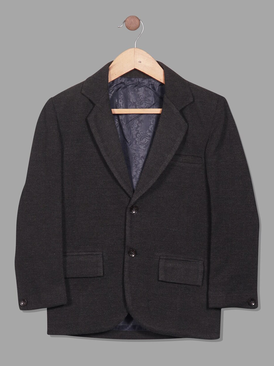 

RIKIDOOS Boys Tailored-Fit Cotton Single Breasted Blazer, Black