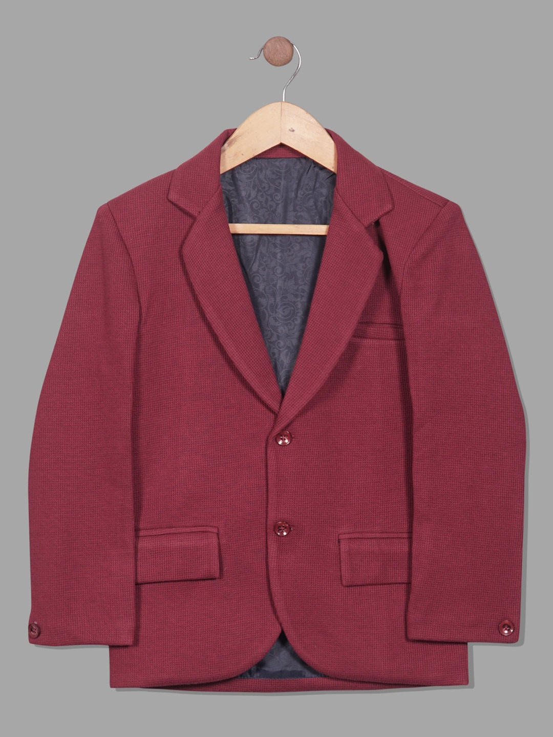 

RIKIDOOS Boys Cotton Single Breasted Tailored-Fit Blazer, Maroon