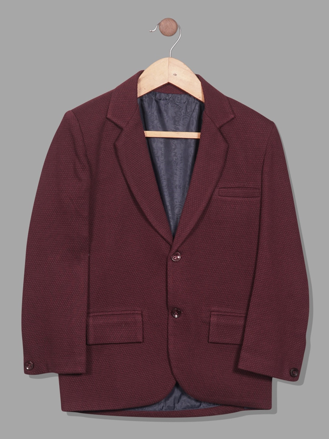 

RIKIDOOS Boys Cotton Single Breasted Tailored-Fit Blazer, Maroon