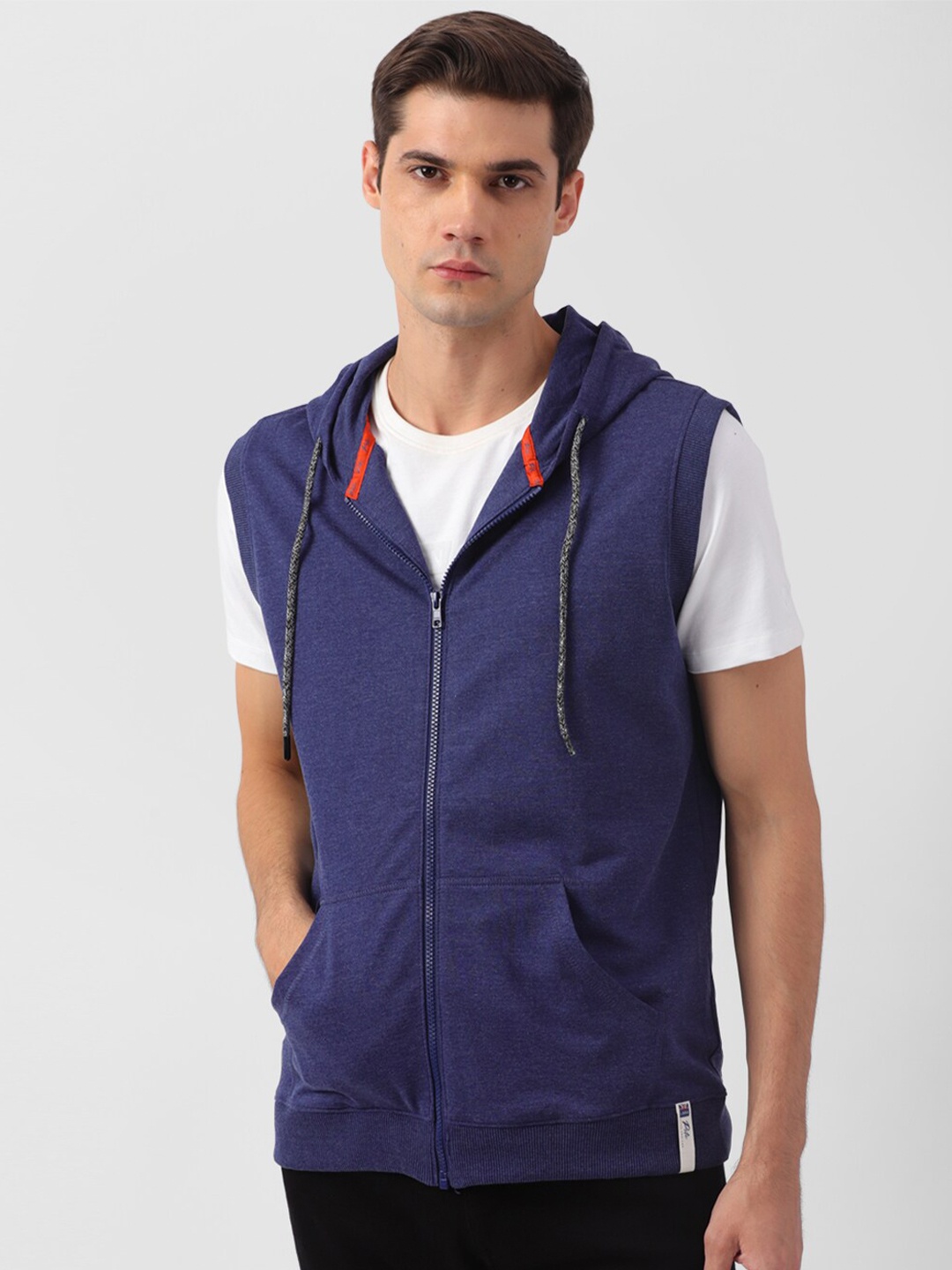 

Peter England Casuals Hooded Sleeveless Sweatshirt, Blue