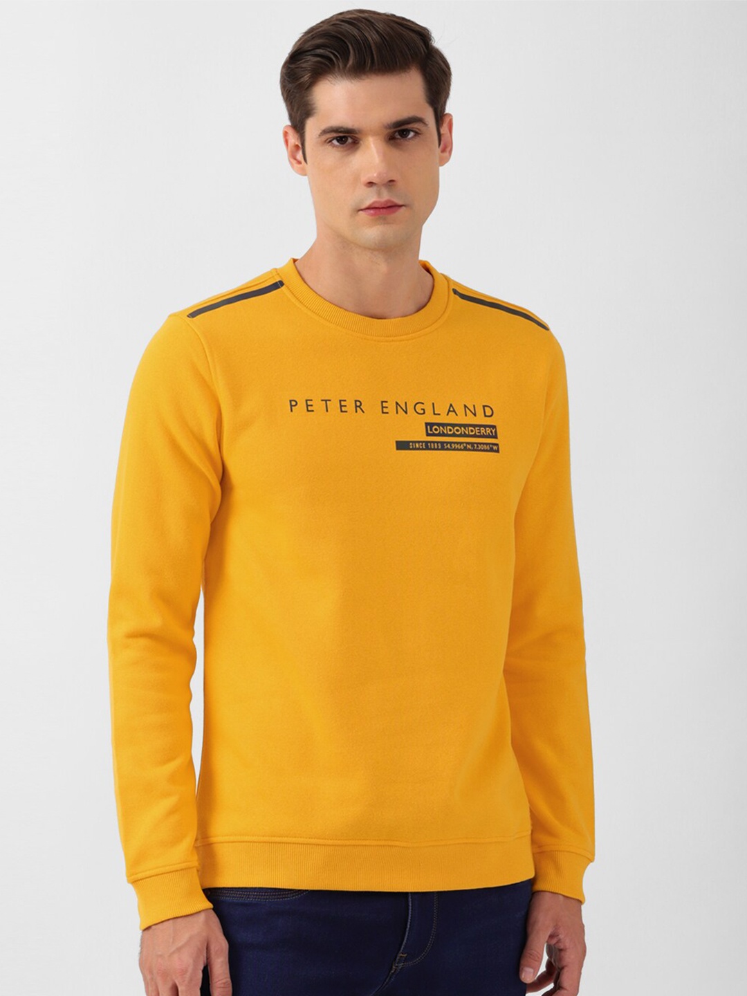

Peter England Casuals Typography Printed Pullover, Yellow